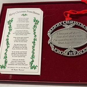 Pewter Christmas Tree Ornament and Letter from Heaven